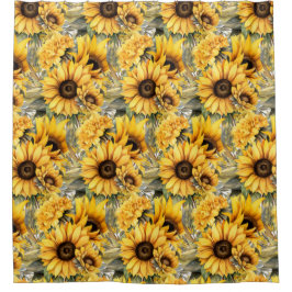 Rustic Country Americana Sunflower Shower Curtains Duschvorhang
