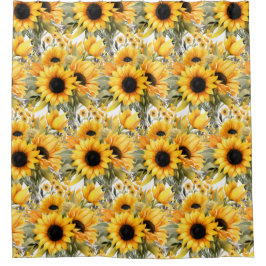 Rustic Country Americana Sunflower Shower Curtains Duschvorhang