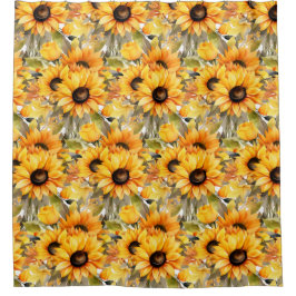 Rustic Country Americana Sunflower Shower Curtains Duschvorhang