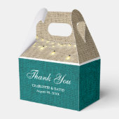 Rustic Country Aquamarin Burlap Wedding Danke Geschenkschachtel (Rückseite)
