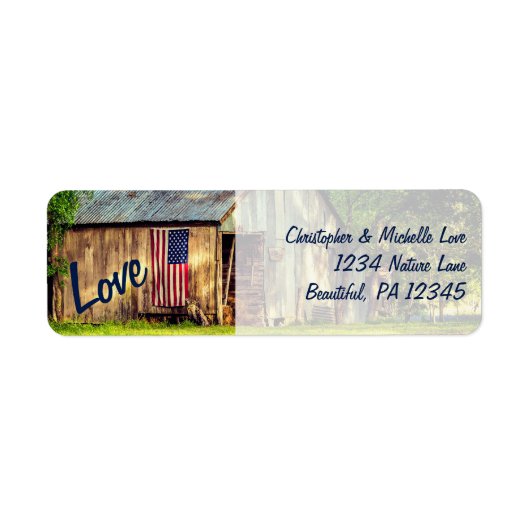 Rustic Country Barn American Flag Liebe Address (Vorne)
