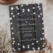 Rustic country barn wood string lights wedding einladung