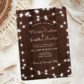 Rustic country barn wood string lights wedding einladung