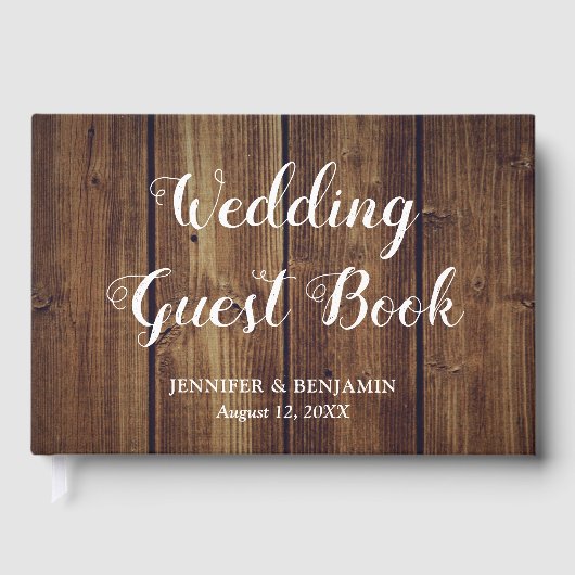 Rustic Country Barn Wood Wedding Gästebuch (Vorderseite)
