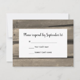 Rustic Country Barn Wood Wedding RSVP Card Karte