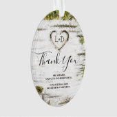 Rustic Country Birch Tree Herz Hochzeit Vielen Dan Ornament (Vorderseite)