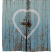 Rustic Country Blue Barn Door Herz Duschvorhang (Vorderseite)