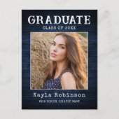 Rustic Country Blue Wood Plank Foto Abschluss Postkarte (Vorderseite)