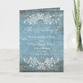 Rustic Country Blue Wood Wedding Program Programm (Vorderseite)