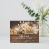 Rustic Country Bokeh Lights Rett Datum Postkarte (Stehend Vorderseite)