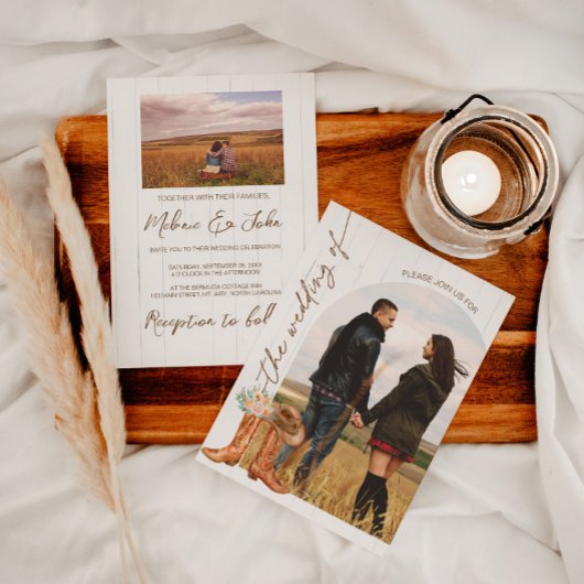 Rustic Country Boots Arch Foto Einladung Hochzeit