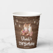 Rustic Country Boots Cowgirl Floral Geburtstag Pappbecher (Rückseite)