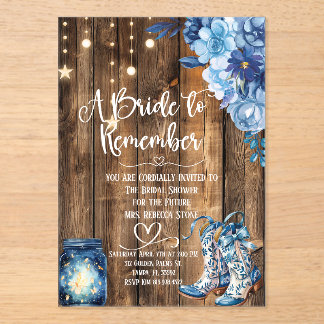 Rustic Country Bridal Shower Invitation Acryleinladungen