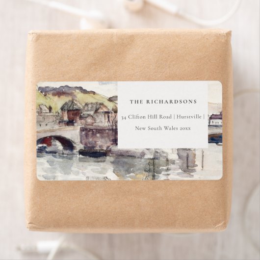 Rustic Country Bridge Riverside Wasserfarbenadress (Insitu)