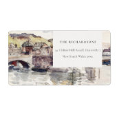 Rustic Country Bridge Riverside Wasserfarbenadress (Vorne)