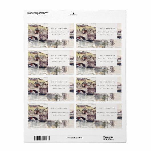 Rustic Country Bridge Riverside Wasserfarbenadress (Vorne)