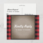 Rustic Country Buffalo Kariert & Burlap Wedding RS Einladungspostkarte (Vorne/Hinten)
