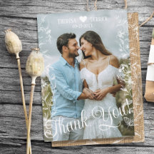 Rustic Country Burlap Foto Hochzeit Danke Karte