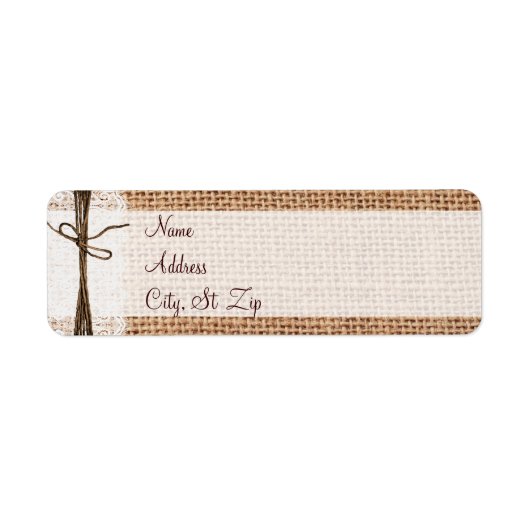 Rustic Country Burlap Lace Twine Address Labels (Vorne)