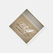 Rustic Country Burlap Lace Wedding Monogram Serviette (Ecke)