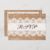 Rustic Country Burlap Lace Wedding RSVP Cards (Vorne/Hinten)