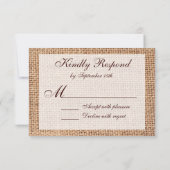 Rustic Country Burlap Lace Wedding RSVP Cards (Rückseite)