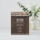 Rustic Country Burlap Lace & Wood Empfang Card Einladung (Stehend Vorderseite)