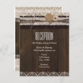 Rustic Country Burlap Lace & Wood Empfang Card Einladung (Vorne/Hinten)