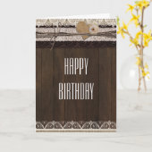 Rustic Country Burlap Lace & Wood Fold Card Karte (Gelbe Blume)
