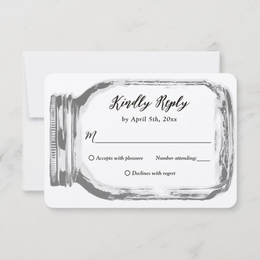 Rustic Country Burlap Mason Jar Kraft Wedding RSVP (Vorderseite)