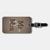 Rustic Country Burlap Monogram Wedding Mr. und Mrs Gepäckanhänger (Vorderseite horizontal)