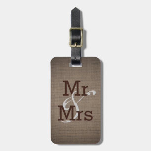 Rustic Country Burlap Monogram Wedding Mr. und Mrs Gepäckanhänger