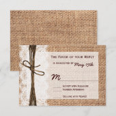 Rustic Country Burlap Print Wedding RSVP Karten (Vorne/Hinten)