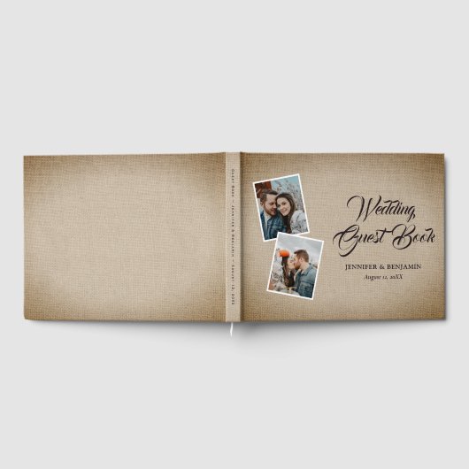 Rustic Country Burlap Wedding Foto Gästebuch (Voll)