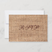 Rustic Country Burlap Wedding RSVP Cards (Vorderseite)