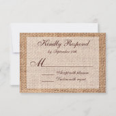 Rustic Country Burlap Wedding RSVP Cards (Rückseite)