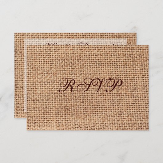 Rustic Country Burlap Wedding RSVP Cards (Vorne/Hinten)