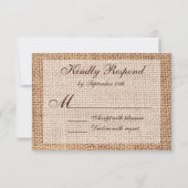 Rustic Country Burlap Wedding RSVP Cards Karte (Rückseite)