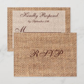 Rustic Country Burlap Wedding RSVP Cards Karte (Vorne/Hinten)