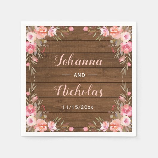 Rustic Country Chic Hochzeitsarbeit Party Paper Serviette (Vorderseite)