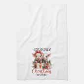 Rustic Country Christmas Wishes Cute Pig Geschirrtuch (Vertikal)