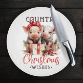 Rustic Country Christmas Wishes Cute Pig Schneidebrett