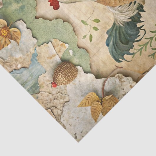 Rustic Country Collage with Chicken Crafting  Seidenpapier (Ausschnitt)