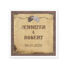 Rustic Country Cowboy Hats Wedkin Napkin