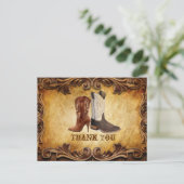 Rustic Country Cowboy Western Wedding danke Postkarte (Stehend Vorderseite)