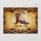 Rustic Country Cowboy Western Wedding danke Postkarte (Vorderseite)