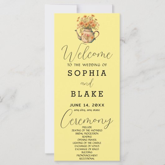 Rustic Country Daisies Baby Yellow Wedding Program (Vorderseite)