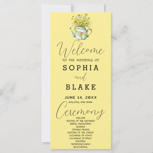 Rustic Country Daisies Baby Yellow Wedding Program (Vorderseite)