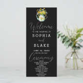 Rustic Country Daisies Black Wedding Program (Stehend Vorderseite)