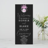 Rustic Country Daisies Black Wedding Program (Stehend Vorderseite)